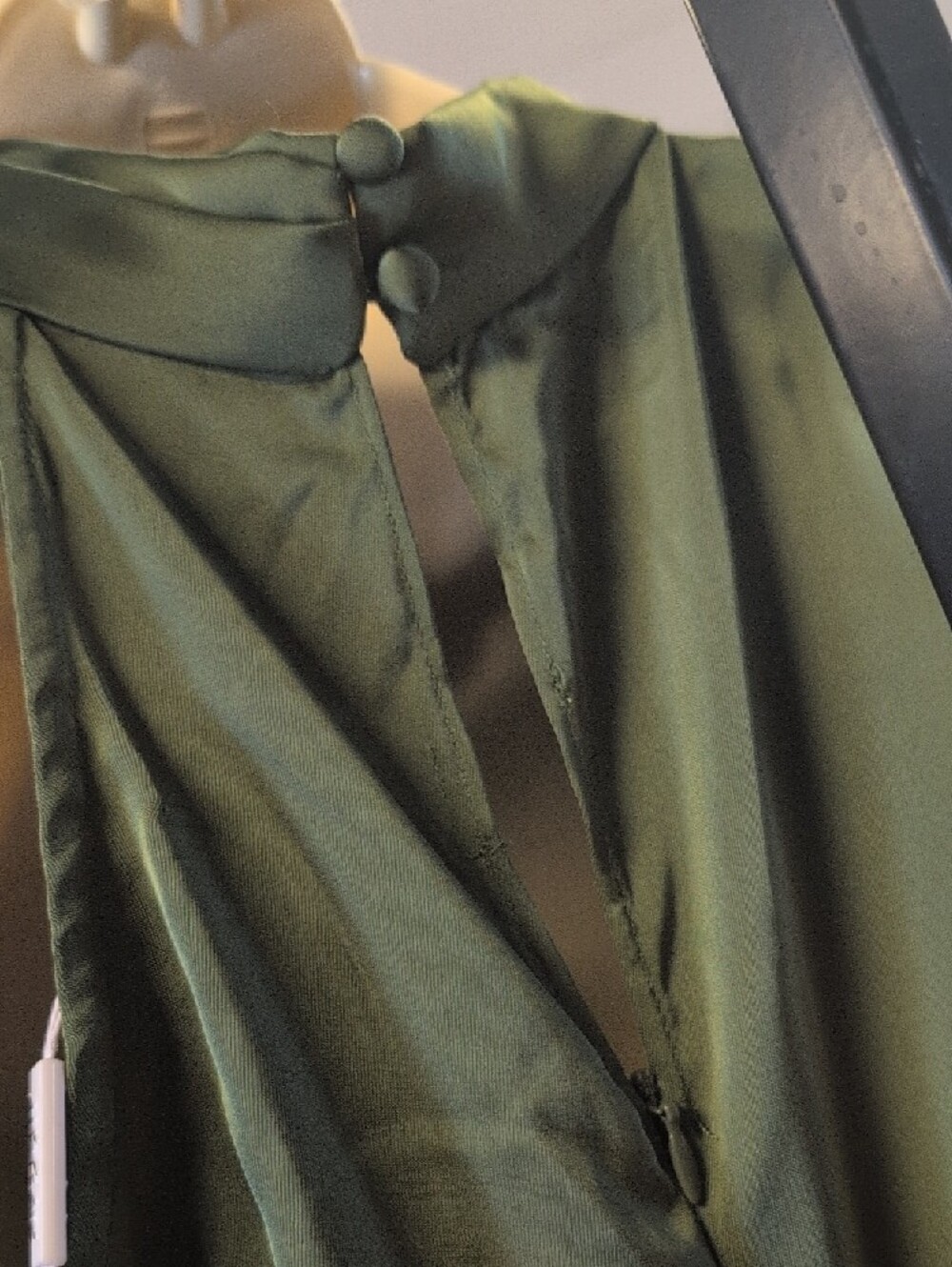 Petal & Pup Olive Green One-Shoulder Satin Maxi Dress - Picture 4 of 9